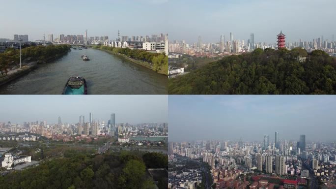 4K无锡航拍,从惠山眺望市区全景