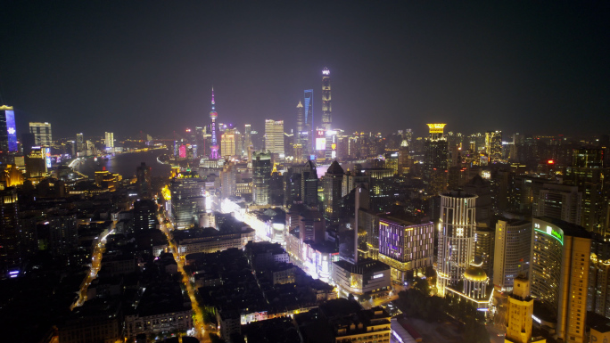 上海夜景航拍 5k素材