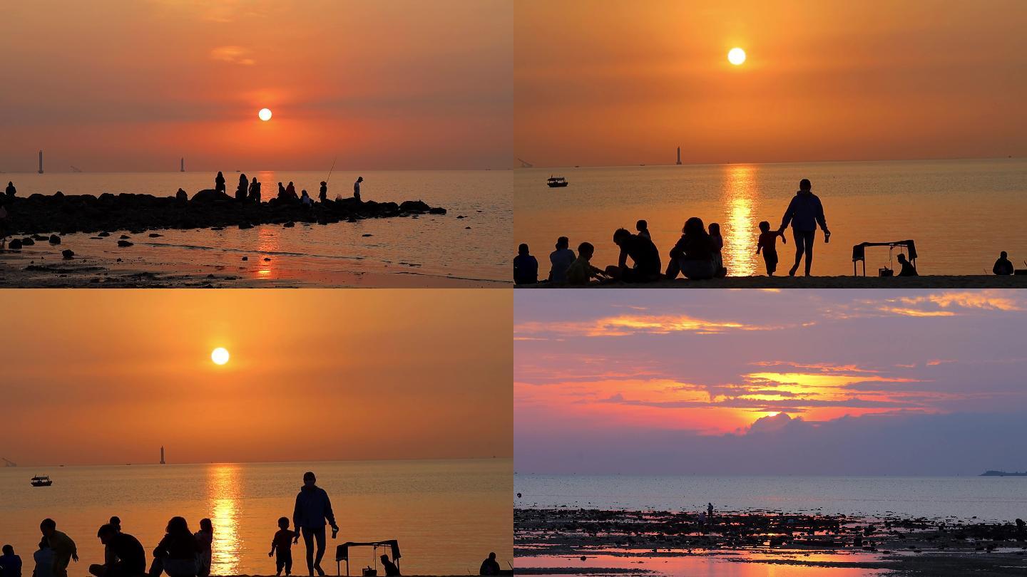 夏天的海南海滩夕阳晚霞延时