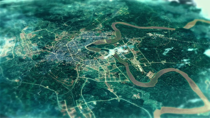4K广安市主城区地图视频动画素材