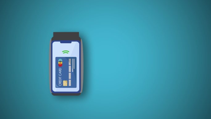 使用信用卡和pos终端进行非接触式支付。