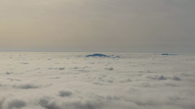 实拍山顶云海平流雾