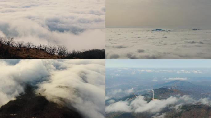 实拍山顶云海平流雾