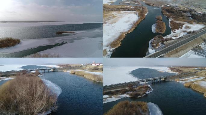 新疆冰湖公路雪景