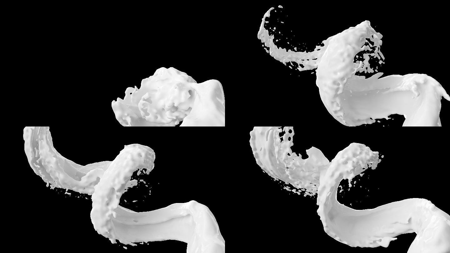 螺旋上升的牛奶流动 三维动画广告素材