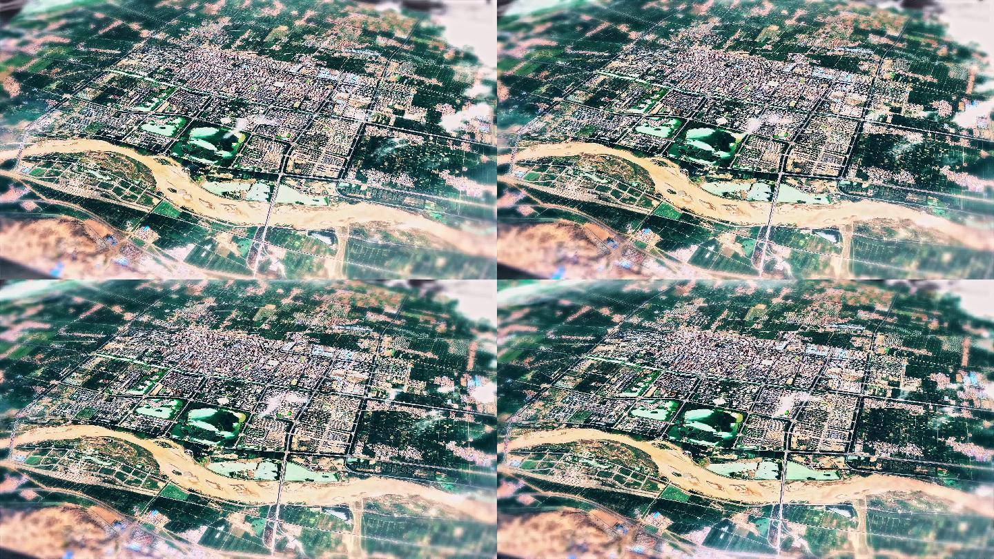 4K中卫市主城区地图视频动画素材