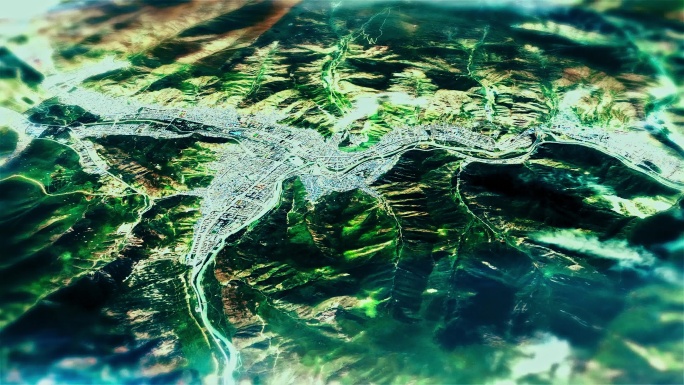 4K玉树藏族自治州主城区地图视频