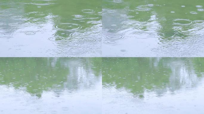 湖面下雨-水面的上雨滴涟漪
