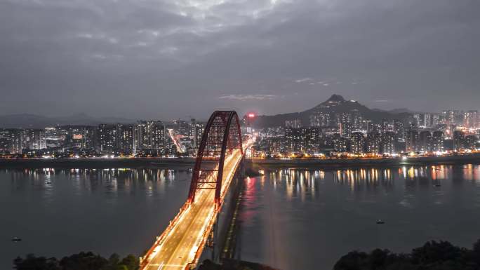 航拍合江长江大桥及城区延时视频