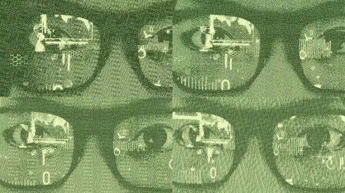 女人戴着虚拟眼镜视频素材动态纹理抽象概念