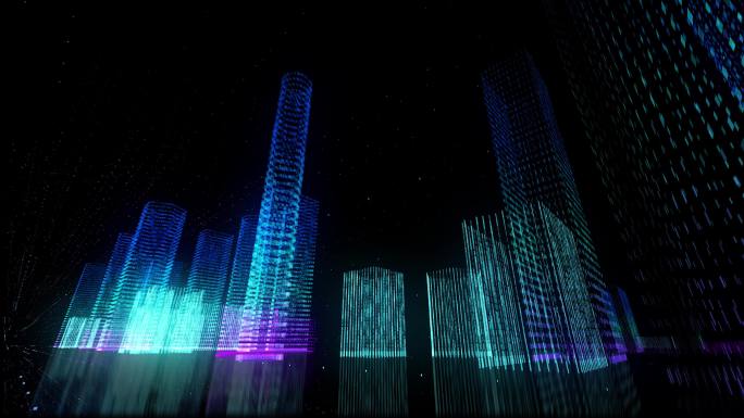 计算机生成的数字城市抽象动画
