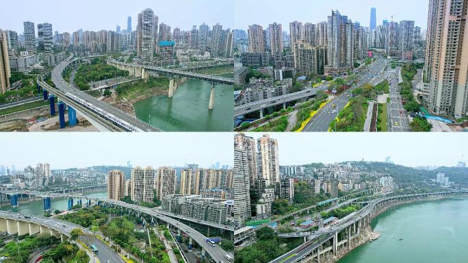 绝版4k重庆城市建设轻轨3号线渝澳大桥