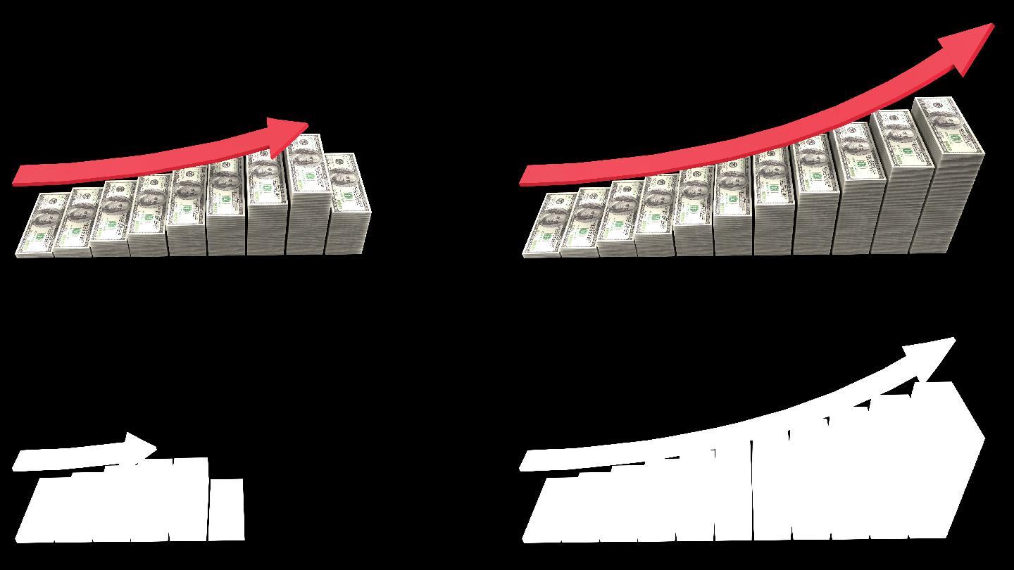 黑色背景中的纸币上升