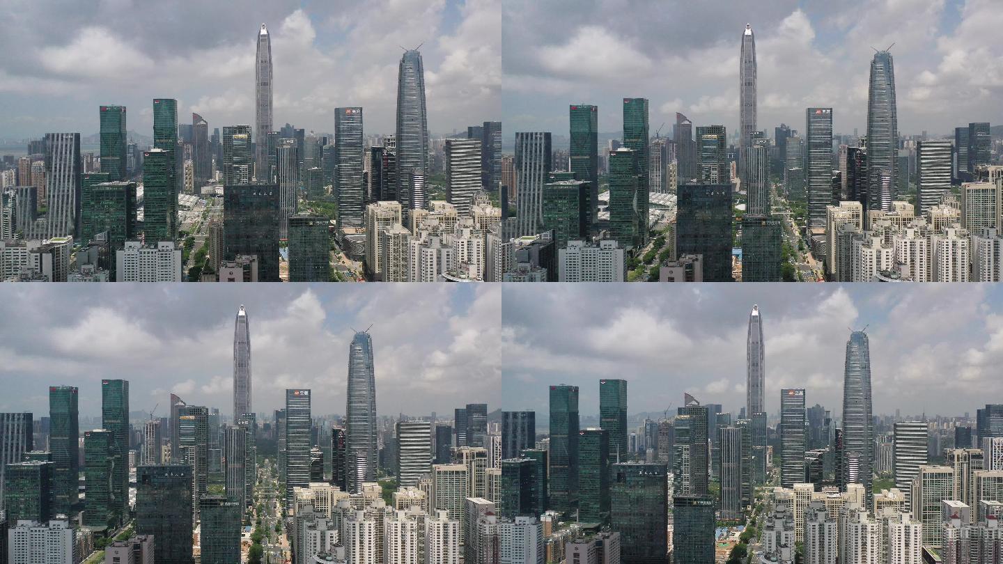 4K航拍深圳福田城市空景视频