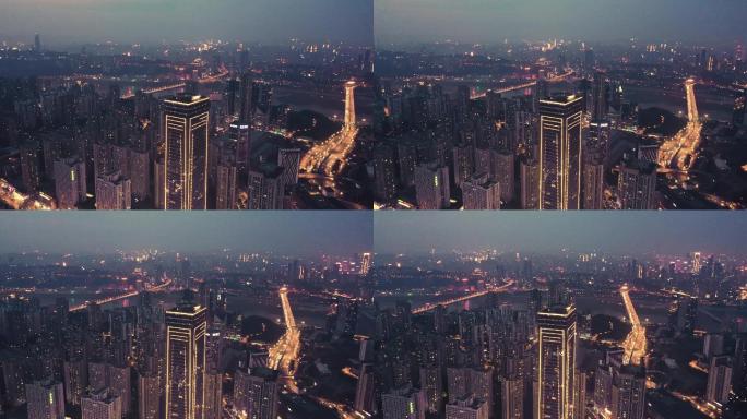 重庆南坪商圈夜景环绕航拍