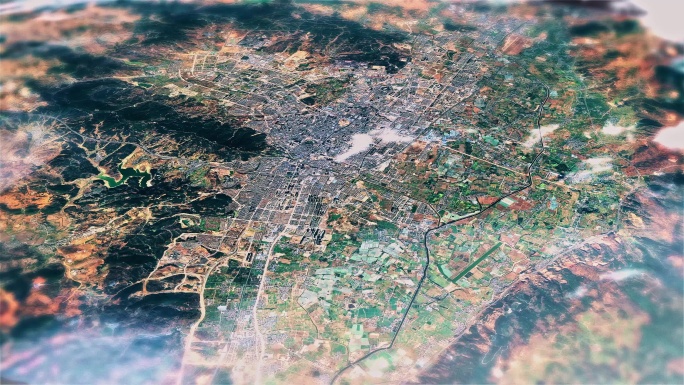 4K曲靖市主城区地图视频动画素材