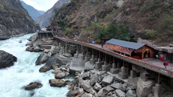 4K航拍虎跳峡丽江香格里拉景区