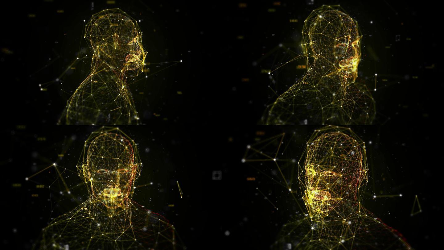 人体解剖学数据流震撼大气人物轮廓高科技