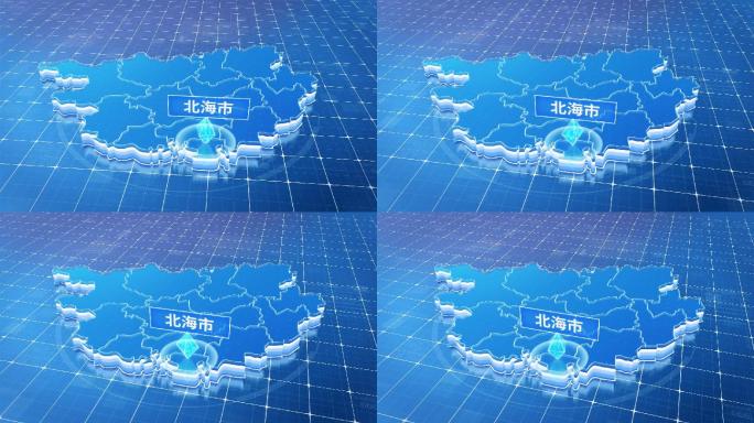 广西北海市蓝色科技感定位地图ae模板