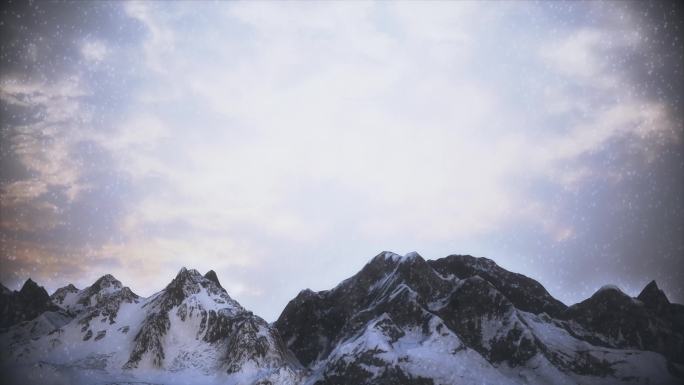 4K舞台雪山下雪背景【循环】