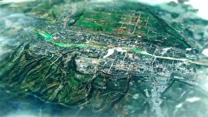 4K宝鸡市主城区地图视频动画素材