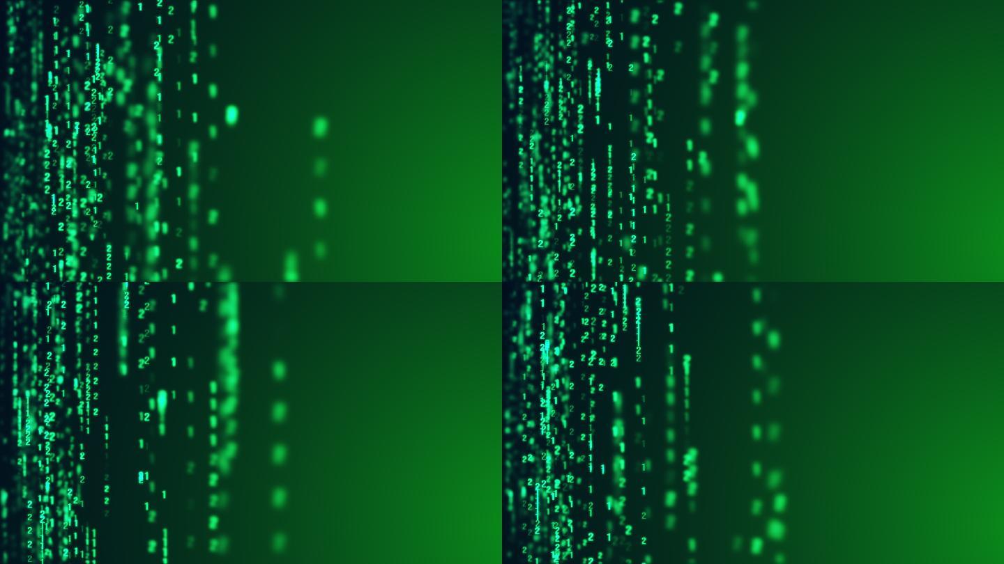 绿色背景下的数字二进制码矩阵