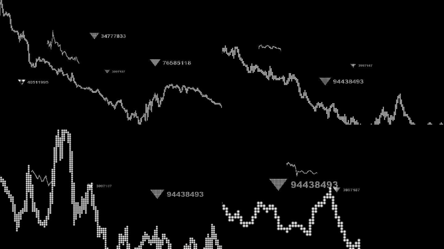 动画飞行通过金融图表和数字