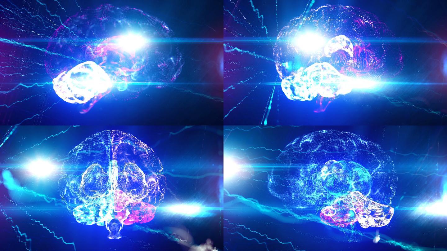 大脑三维图AI人工智能芯片UI高科技大数
