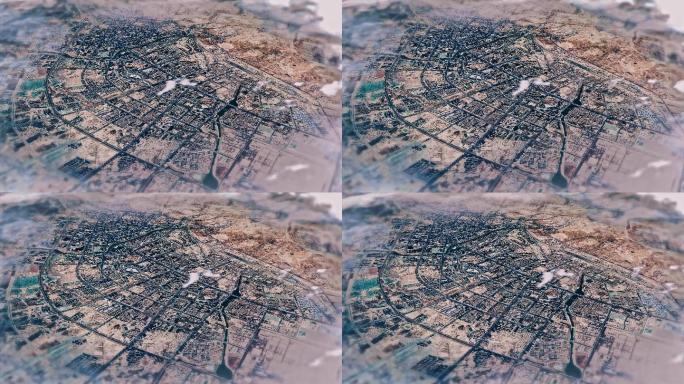 4K巴音郭楞蒙古主城区地图视频动画素材
