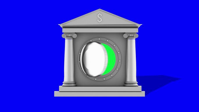 银行拱形门绿屏绿幕抠图抠像开门大门