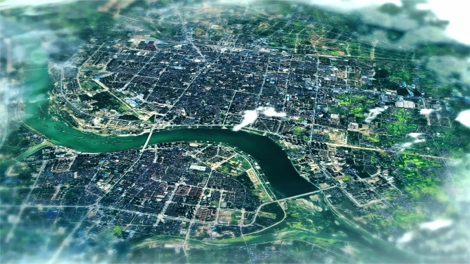 4K汉中市主城区地图视频动画素材