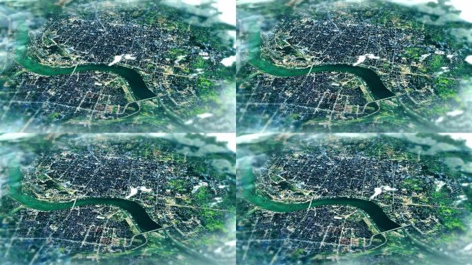 4K汉中市主城区地图视频动画素材