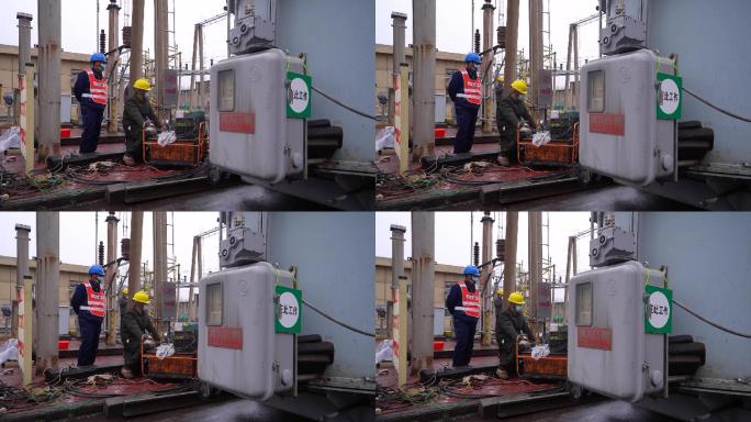 高清实拍电力工作人员作业B