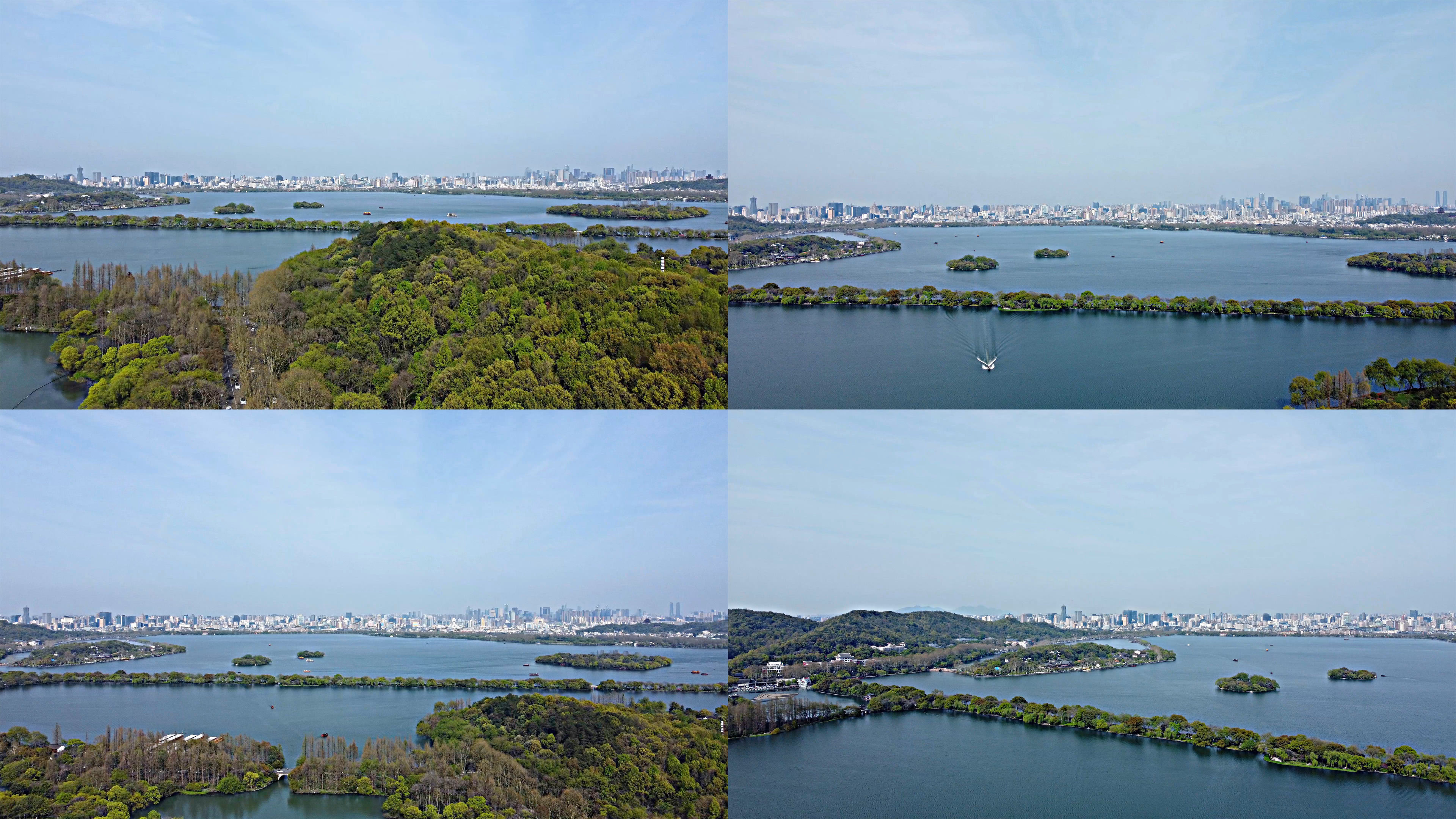 4k航拍西湖全景杭州城市天際線_3840x2160_高清視頻素材下載(編號