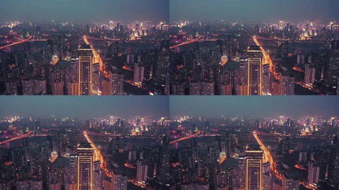 重庆南坪商圈夜景航拍直飞