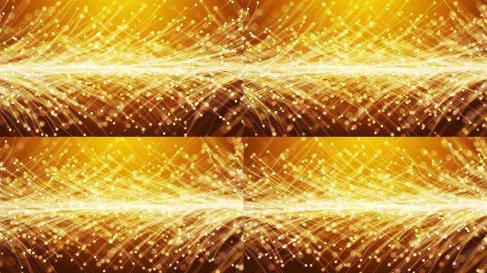 橙色背景技术网络唯美飘逸金色粒子发光线
