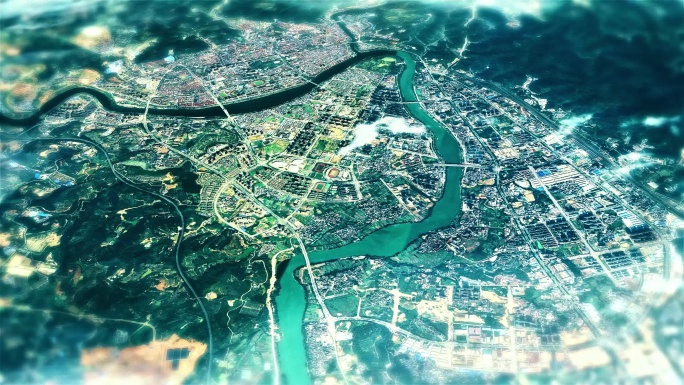4K百色市主城区地图视频动画素材