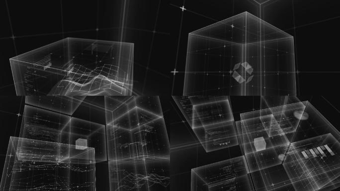 立方体-黑色抽象空间概念超现实黑透明