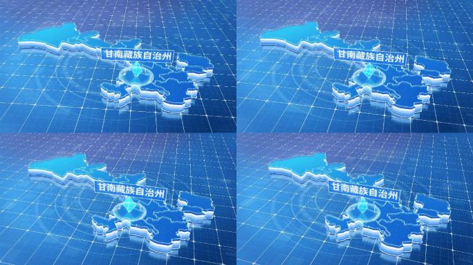 甘肃甘南藏族自治州蓝色科技感定位地图