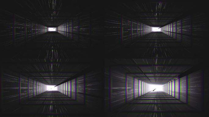 【4K时尚背景】科幻暗黑矩形隧道赛博朋克