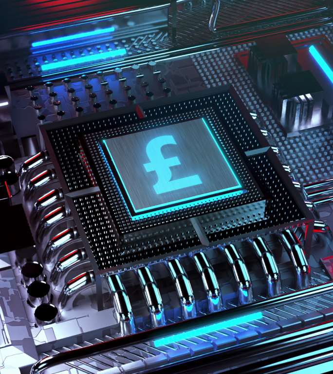 英镑加密货币科技工业3D