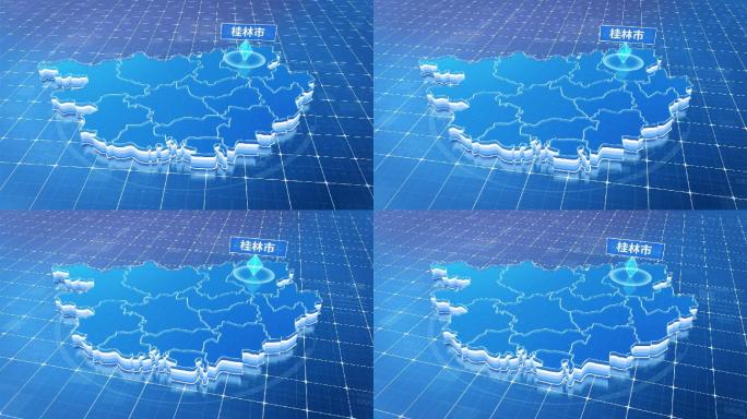 广西桂林市蓝色科技感定位地图