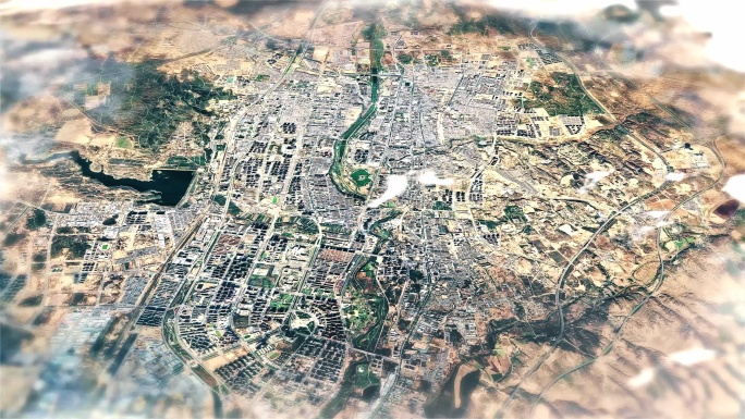 4K榆林市主城区地图视频动画素材