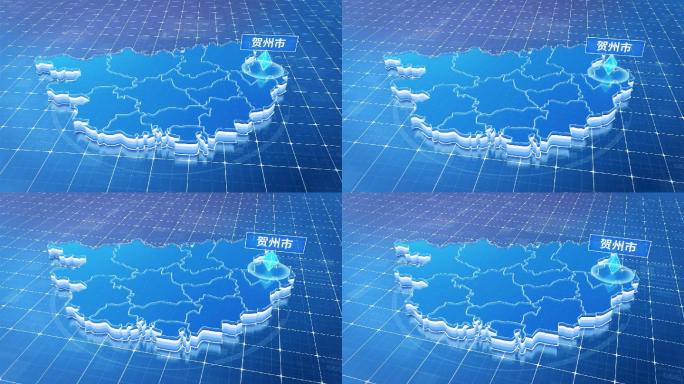 广西贺州市蓝色科技感定位地图ae模板