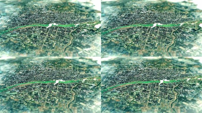4K咸阳市主城区地图视频动画素材