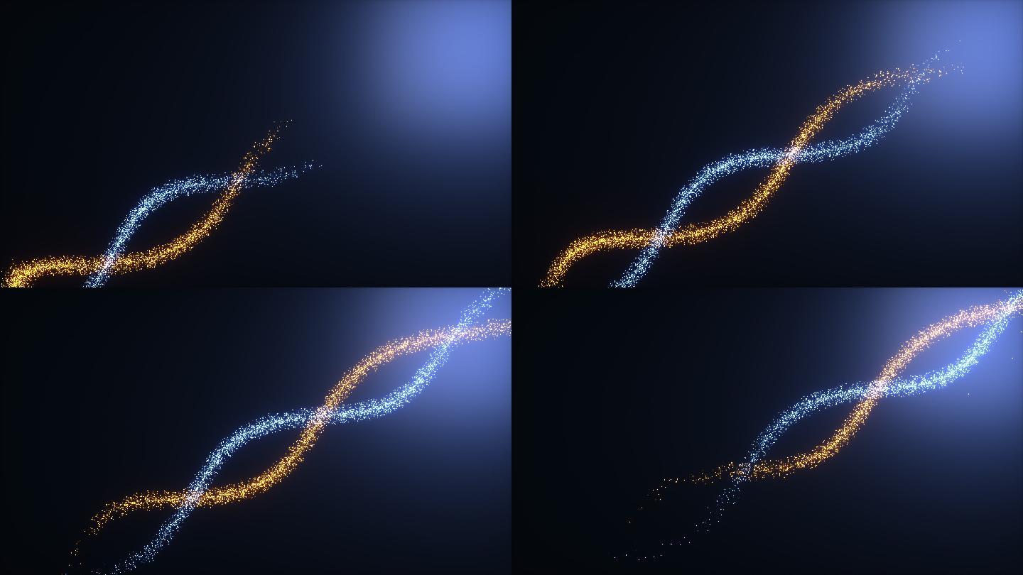 发光粒子流束曲线螺旋前进科技动态视频