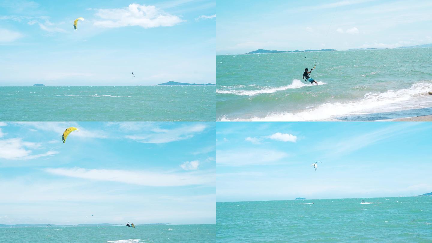 海上冲浪风筝大海上运动滑翔伞夏日水上娱乐