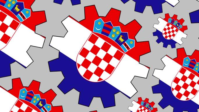 克罗地亚国旗齿轮背景