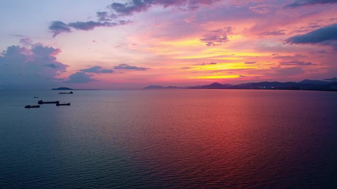 海上晚霞、黄昏海景