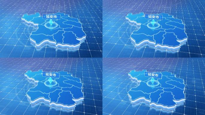 陕西延安市蓝色科技感定位地图